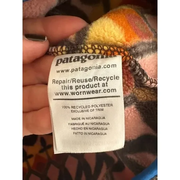 Patagonia Synchilla Big Anthos Rare Aztec Western Print Snap-T Pullover Fleece - Picture 6 of 8